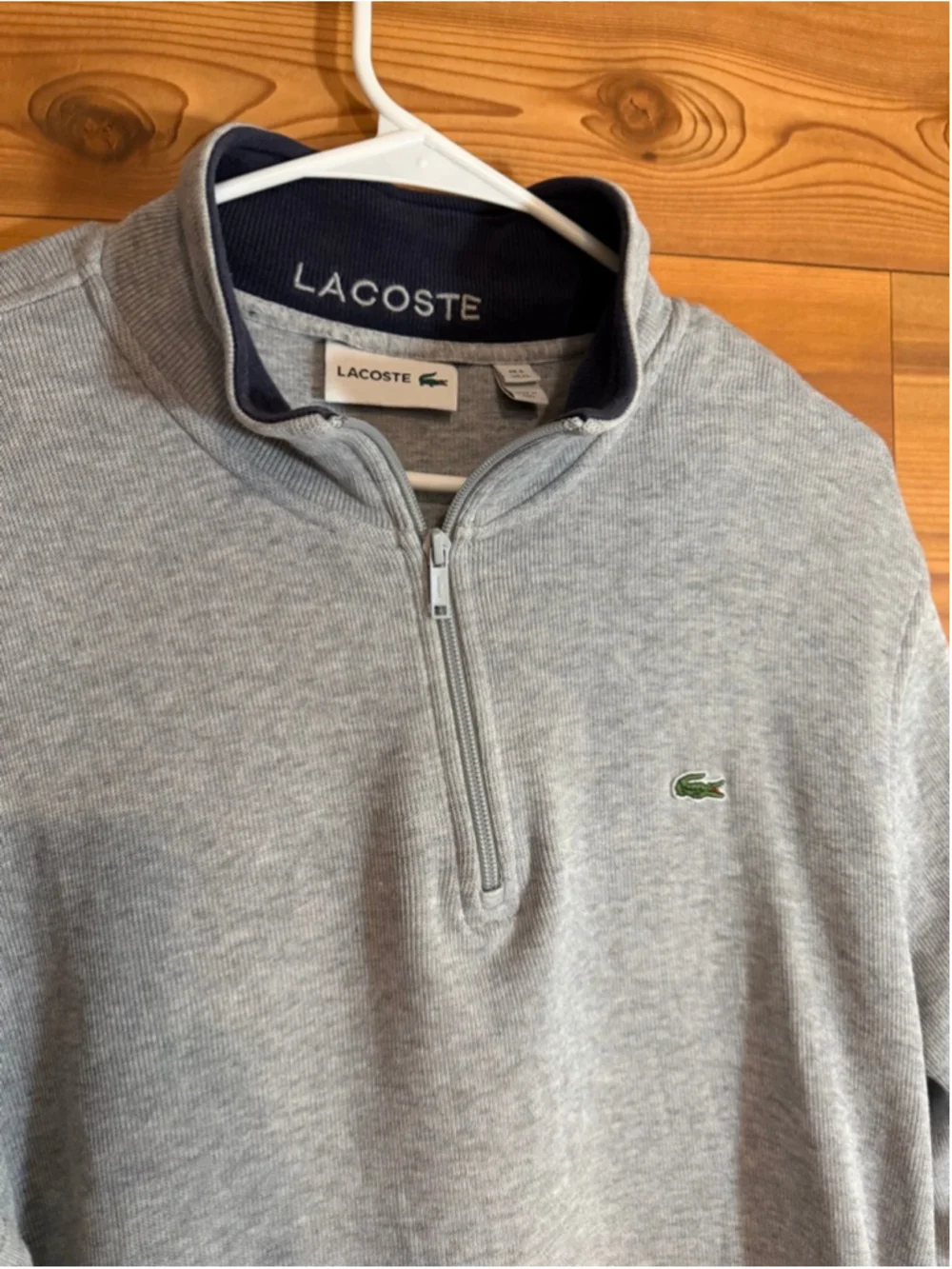 Lacoste light gray quarter zip cotton sweatshirt men’s XL